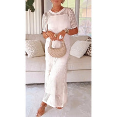 Valesse - Soft-Touch Maxikleid im Lagenlook in Weiß
