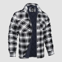 Herren Flanell Hemd Jacke lange Ärmel gesteppt gefüttert Plaid Mantel Button Down dicke Outwear für Winter in Weiß