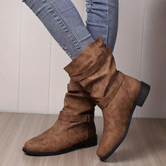 Belvia™ - Damenstiefeletten im Vintage-Stil mit Niedrigem Absatz und Schnallendetail in Dunkel braun