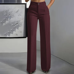 Damen-Anzughose mit hoher Taille in Weinrot