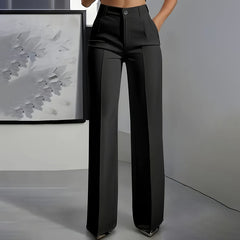 Damen-Anzughose mit hoher Taille in Schwarz