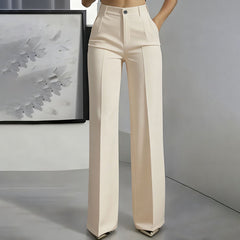 Damen-Anzughose mit hoher Taille in Beige
