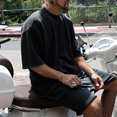 Eamon - lässiges Oversize T-Shirt- und Shorts-Set in Schwarz