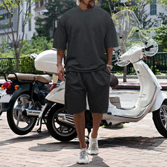 Eamon - lässiges Oversize T-Shirt- und Shorts-Set in Dunkelgrau