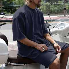 Eamon - lässiges Oversize T-Shirt- und Shorts-Set in Dunkelblau