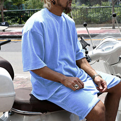 Eamon - lässiges Oversize T-Shirt- und Shorts-Set in Himmelblau