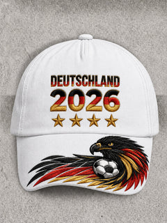 Unisex-Basecap mit Fußball-Design aus dem deutschen Urlaubsort in Weiß