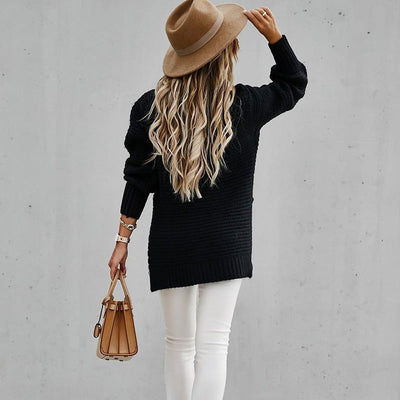 Damen ROLLRKAGEN PULLOVER | ELEGANTER SEITENSCHLITZ