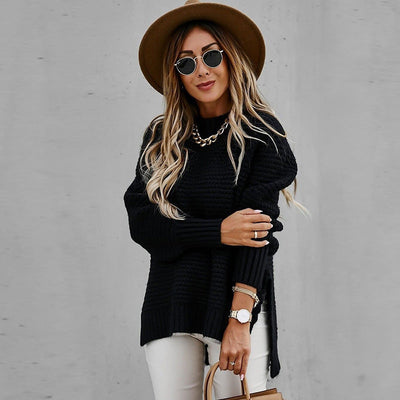 Damen ROLLRKAGEN PULLOVER | ELEGANTER SEITENSCHLITZ