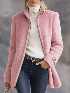 Stefanie | Damen Fleece Reißverschluss Manteljacke in Rosa