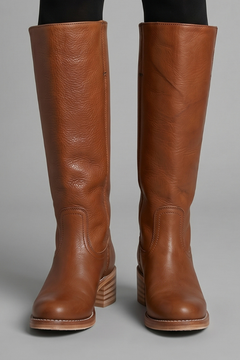 Stefanie | Damen Blockabsatz Wadenhohe Stiefel in Braun