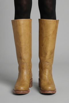 Stefanie | Damen Blockabsatz Wadenhohe Stiefel in Gelb