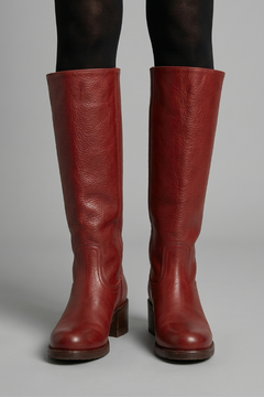 Stefanie | Damen Blockabsatz Wadenhohe Stiefel in Rot