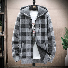 Trendige karierte Winterjacke - Drevon in Grau