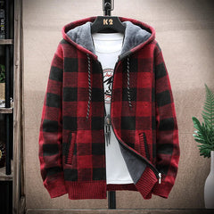 Trendige karierte Winterjacke - Drevon in Rot