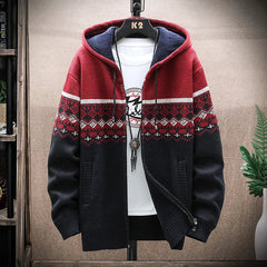 Trendige karierte Winterjacke - Drevon in Rotwein