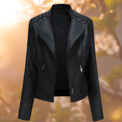 Klassische Lederjacke für den Winter - Catharina in Schwarz