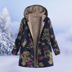 Geblümte Winterjacke mit Kapuze - Leona in Dunkelblau