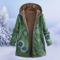 Geblümte Winterjacke mit Kapuze - Leona in Grün