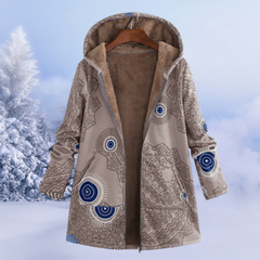 Geblümte Winterjacke mit Kapuze - Leona in Khaki