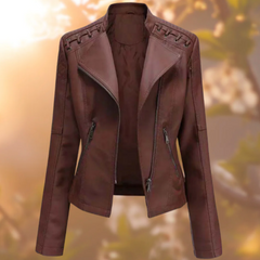 Klassische Lederjacke für den Winter - Catharina in Braun