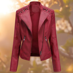 Klassische Lederjacke für den Winter - Catharina in Rot