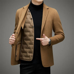 Stilvoller schicker Wollmantel - Malvin in Gelb-Braun