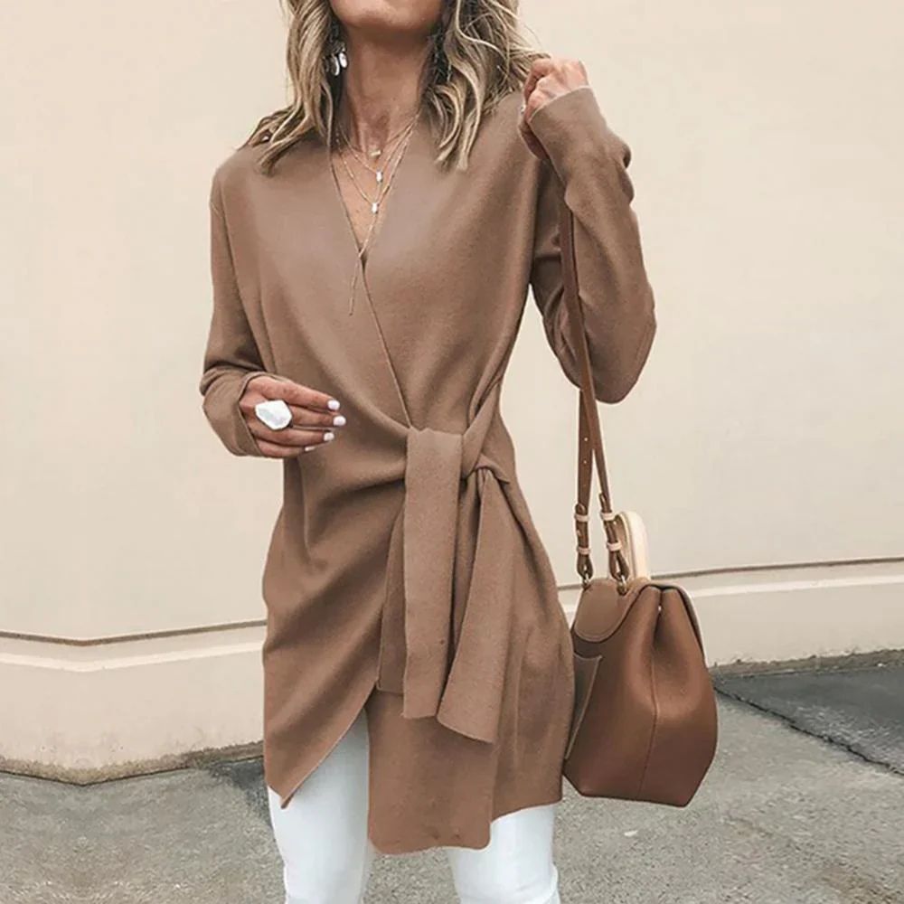 Strickstrickjacke mit Gürtel für Frauen - Anni