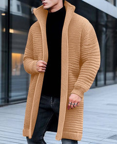 Peder - Lange Strickjacke in Khaki