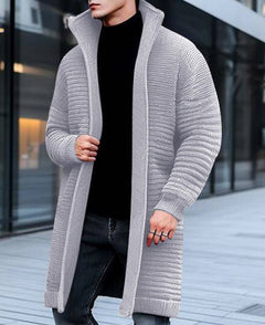 Peder - Lange Strickjacke in Grau