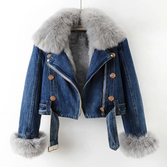 Stylische Jeansjacke für Damen | Winter in Dunkelblau