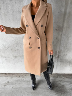 Stylischer langer Wintermantel für Frauen - Beate in Khaki