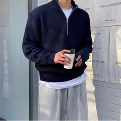 Stylischer Pullover mit Reißverschluss für Herren - Henno in Marineblau