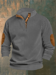 COOPER - RIPPED SWEATER MIT HOHEM KRAGEN in Dunkelgrau