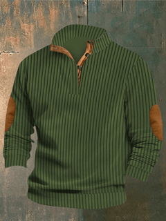 COOPER - RIPPED SWEATER MIT HOHEM KRAGEN in Grün