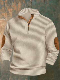 COOPER - RIPPED SWEATER MIT HOHEM KRAGEN in Khaki