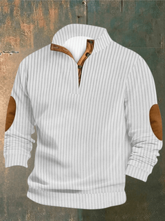 COOPER - RIPPED SWEATER MIT HOHEM KRAGEN in Weiß