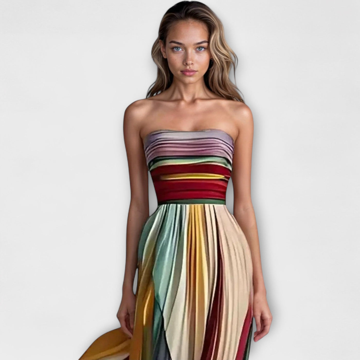 Aubrey | Strapless Maxi Dress in Sunset Breeze