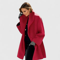 Susanne | Damen Eleganter Reverskragen Herbstmantel in Rot