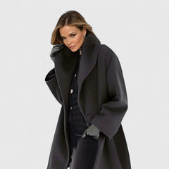 Susanne | Damen Eleganter Reverskragen Herbstmantel in Schwarz