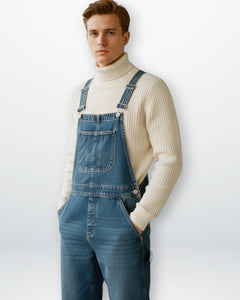 Sven | Herren Lässige Taschen Denim Latzhose in Blau