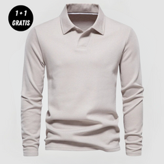 SAMUEL - ELEGANTES LANGARM-POLOSHIRT (1+1 GRATIS) in Beige
