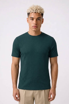 T-Shirt Herren - Gerippt Enganliegend | Modernes Design in Dunkelgrün