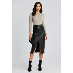Tamara | Damen Rock Plissee Mit Schlitz Modern in Schwarz