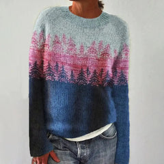 Anna™ | Raffiniertes skandinavisches Strickpullover in Blau/Rose