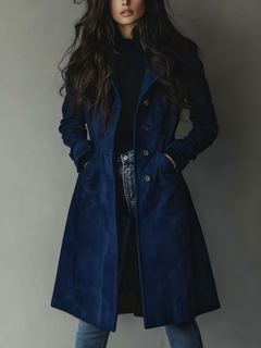 Teresa | Klassischer Vintage Trenchcoat in Dunkelblau
