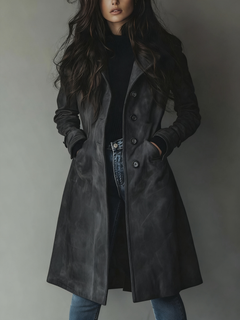 Teresa | Klassischer Vintage Trenchcoat in Dunkelgrau