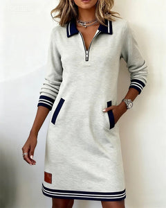 Thessalonica | Damen Kleid mit Reißverschluss und Taschen in Grau