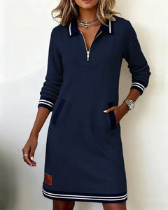 Thessalonica | Damen Kleid mit Reißverschluss und Taschen in Marineblau
