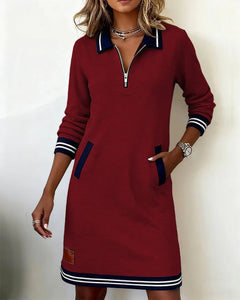 Thessalonica | Damen Kleid mit Reißverschluss und Taschen in Rot